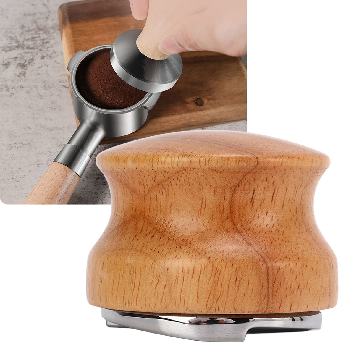Coffee Press Distributor Wooden Handle Lightweight Simple Operation Robust Coffee Leveler 58mm/2.3in