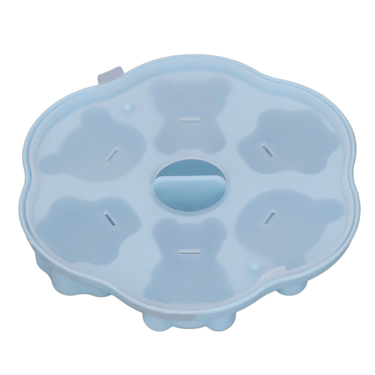 Jelly Mold Silicone Lovely Bear Cat Paw Ice Cube Cake Pudding Kitchen Mould with Lid for Home Kitchen Blue