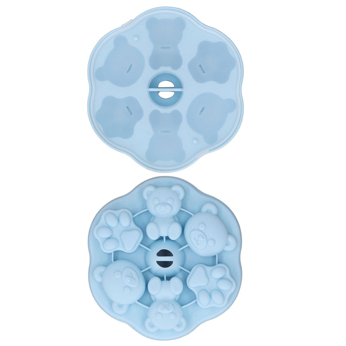 Jelly Mold Silicone Lovely Bear Cat Paw Ice Cube Cake Pudding Kitchen Mould with Lid for Home Kitchen Blue