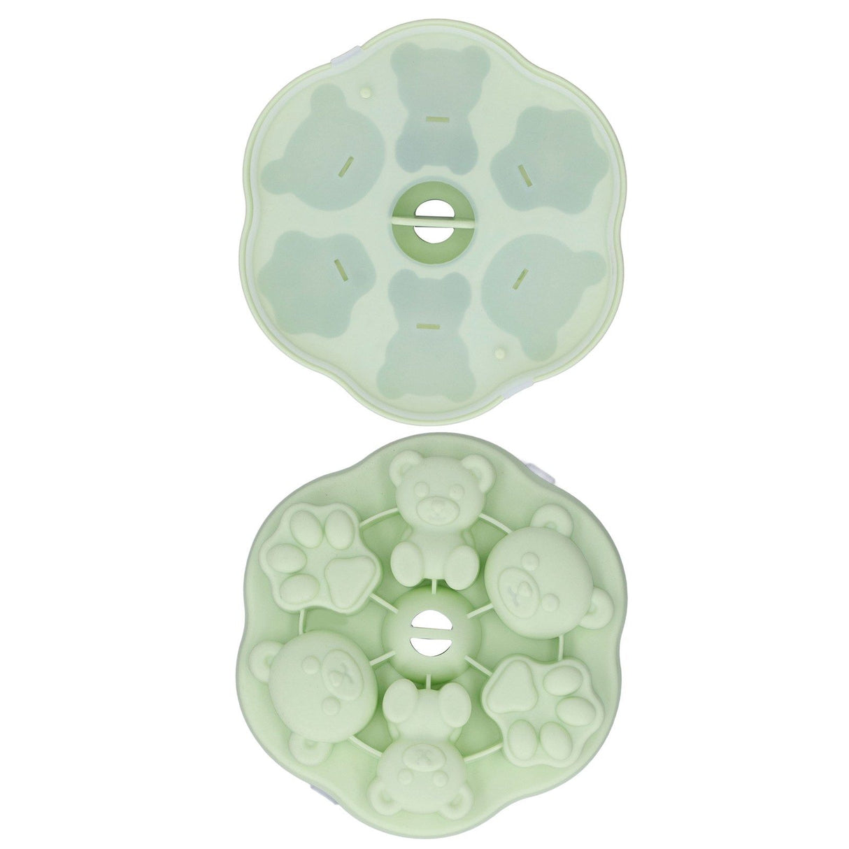 Jelly Mold Silicone Lovely Bear Cat Paw Ice Cube Cake Pudding Kitchen Mould with Lid for Home Kitchen Green