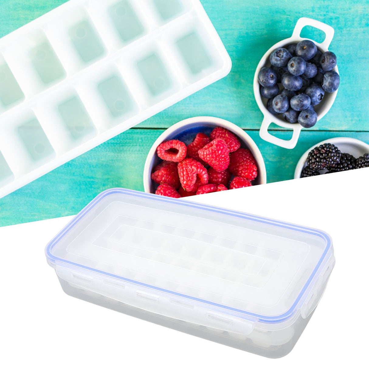 1.7L Large Capacity Ice Maker Household 2 Layer Ice Cube Mold Tray for Making 72 Ice Cubes