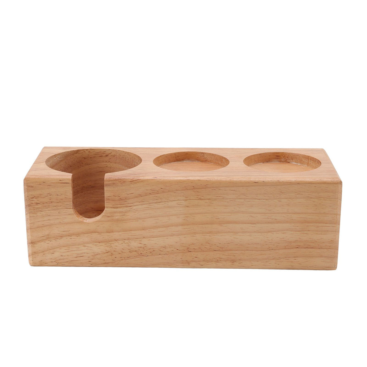 Wooden Coffee Tamper Holder 3 Hole Slip Resistant Coffee Tamping Station for Cafes Home Restaurant Wood Color