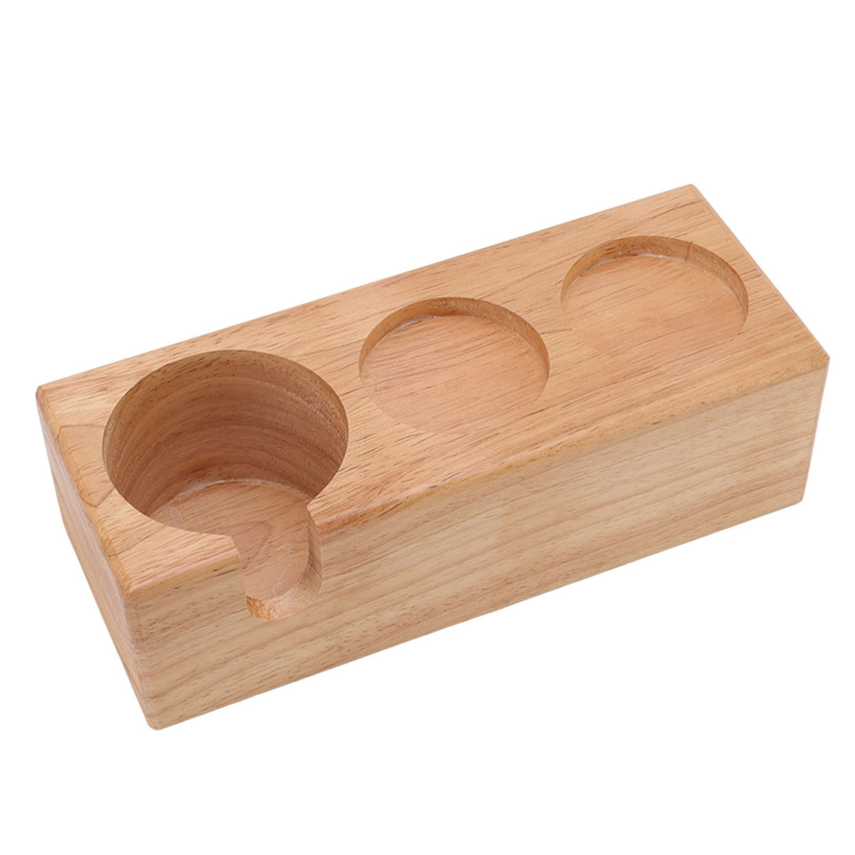 Wooden Coffee Tamper Holder 3 Hole Slip Resistant Coffee Tamping Station for Cafes Home Restaurant Wood Color