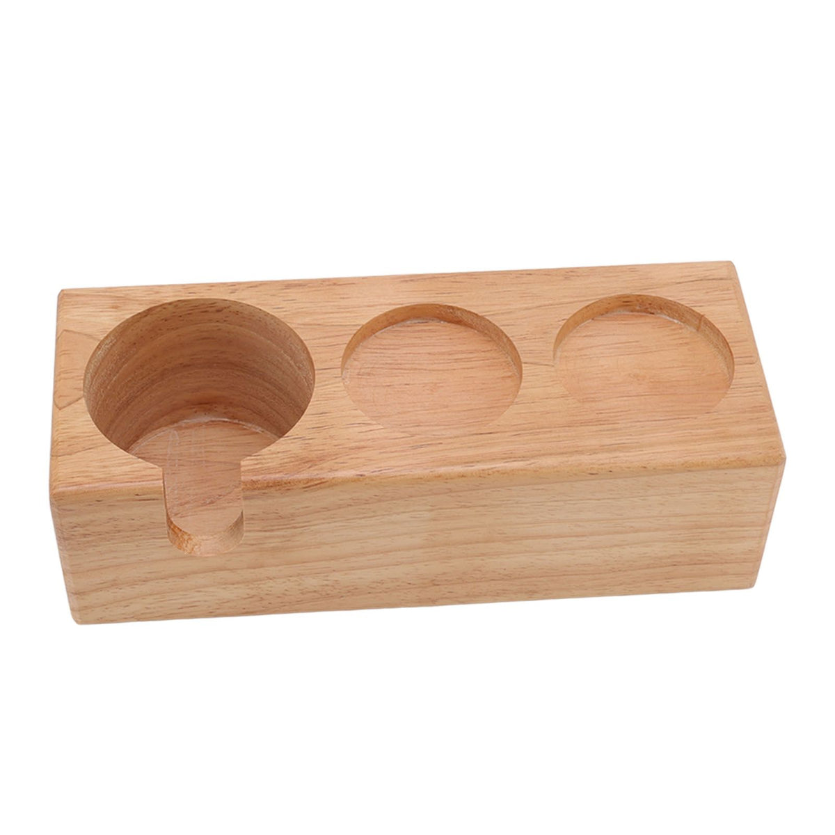 Wooden Coffee Tamper Holder 3 Hole Slip Resistant Coffee Tamping Station for Cafes Home Restaurant Wood Color