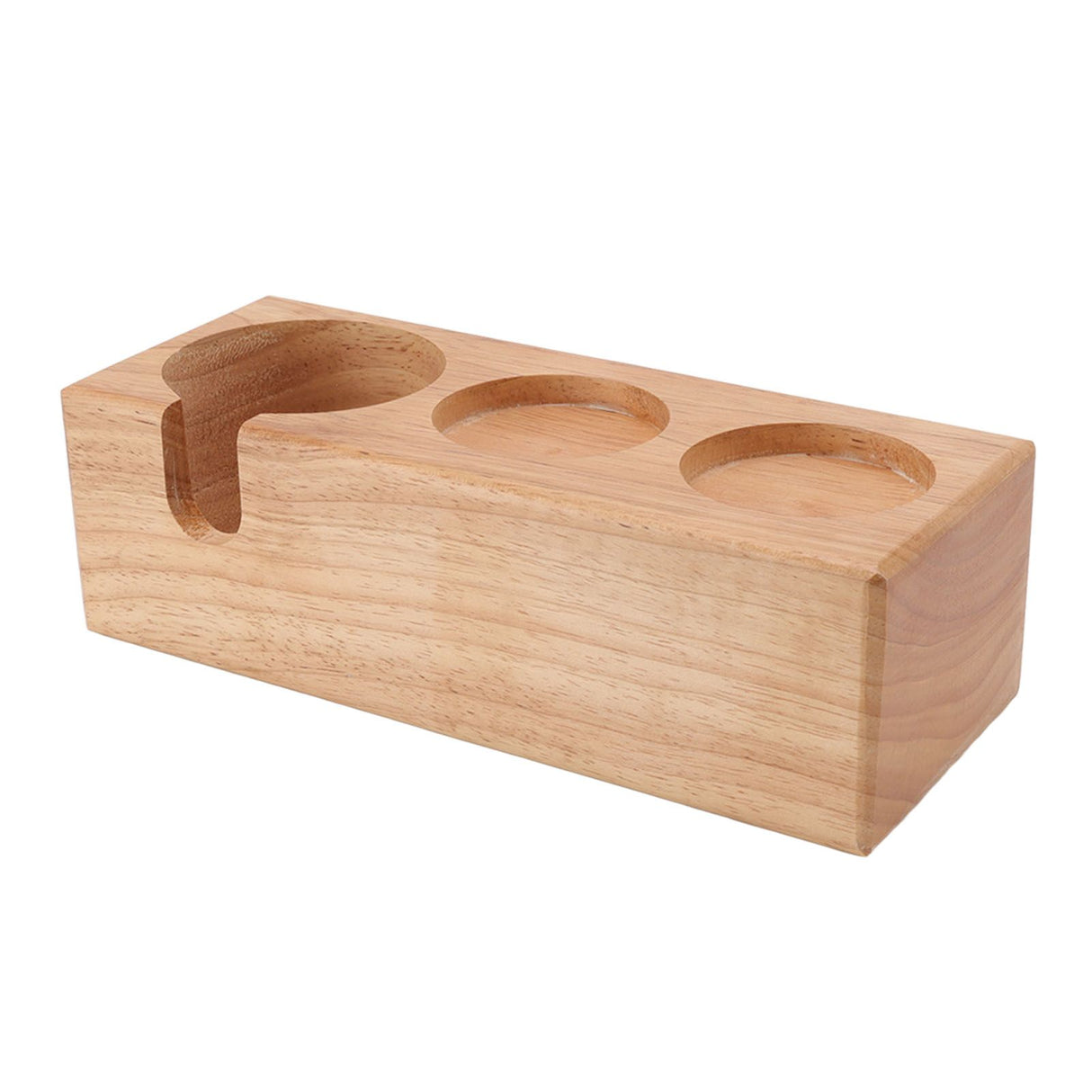 Wooden Coffee Tamper Holder 3 Hole Slip Resistant Coffee Tamping Station for Cafes Home Restaurant Wood Color