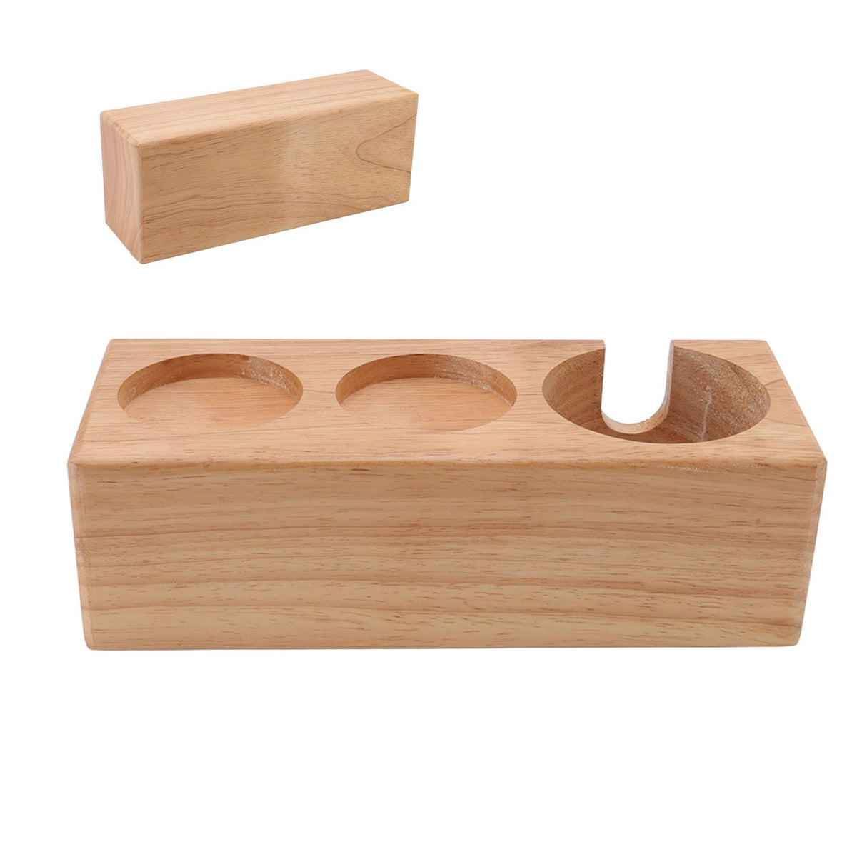 Wooden Coffee Tamper Holder 3 Hole Slip Resistant Coffee Tamping Station for Cafes Home Restaurant Wood Color