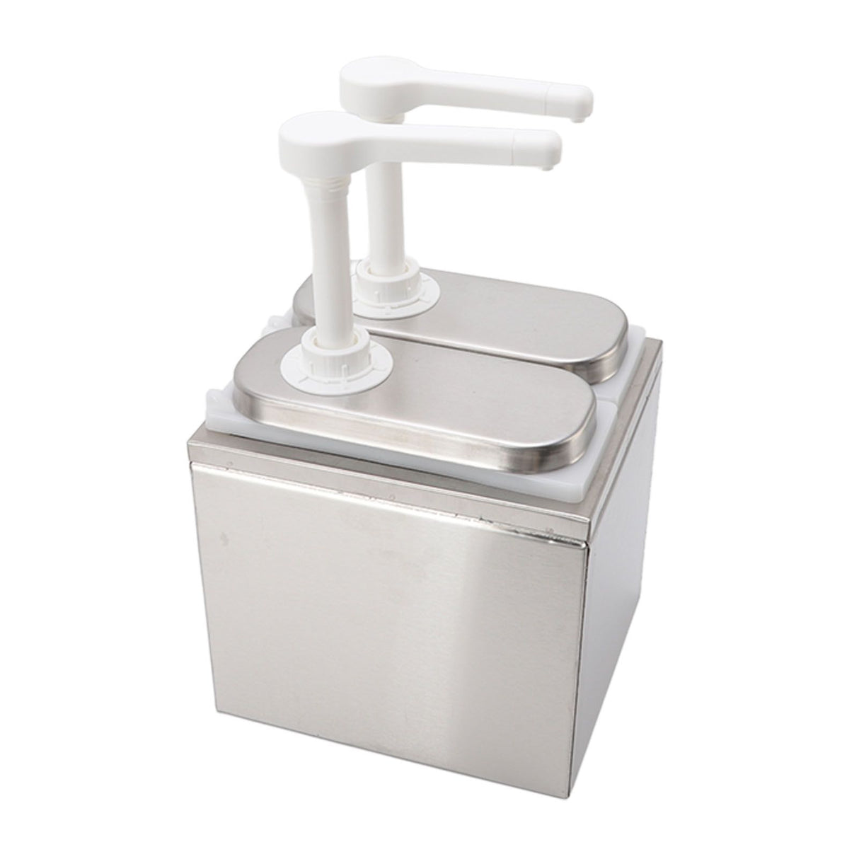 Sauce Dispenser Plastic and Stainless Steel Condiment Pump Station Sauce Dispenser For Kitchen Home 1L Double Pump
