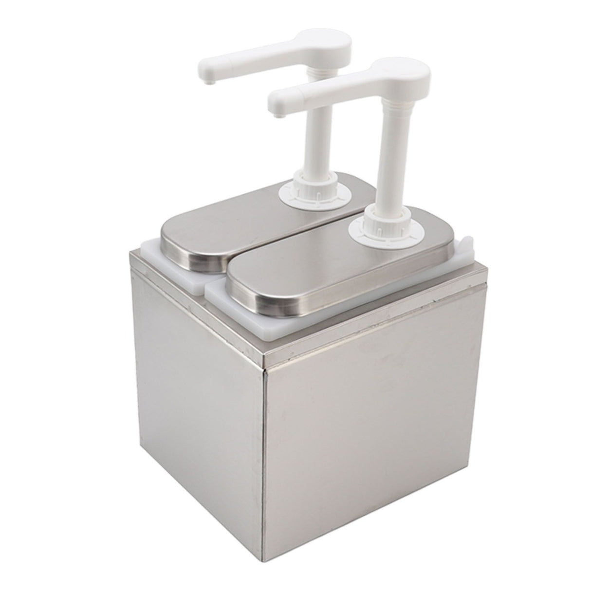 Sauce Dispenser Plastic and Stainless Steel Condiment Pump Station Sauce Dispenser For Kitchen Home 1L Double Pump