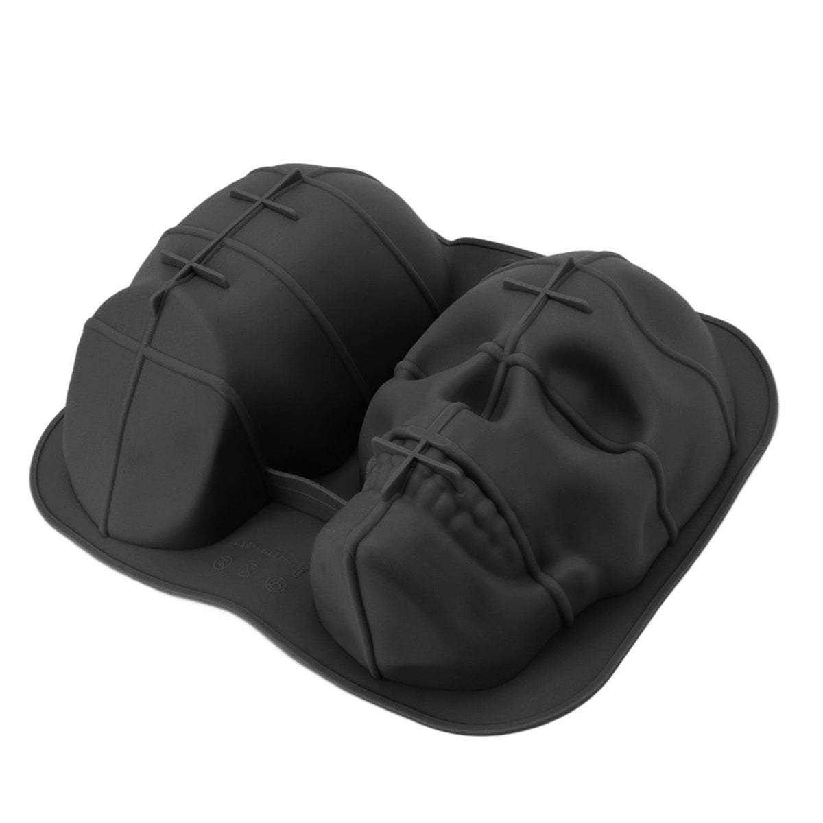 Skull Head Baking Mold Soft Silicone Halloween Skeleton Head Cake Mold for Cake Biscuit Chocolate Candy Ice Black