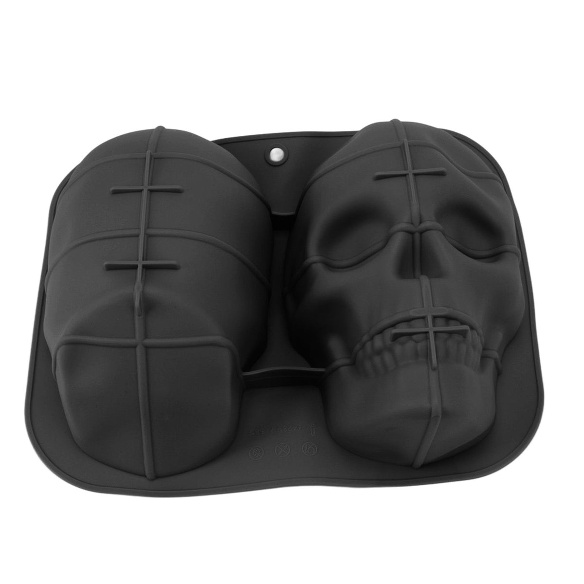 Skull Head Baking Mold Soft Silicone Halloween Skeleton Head Cake Mold for Cake Biscuit Chocolate Candy Ice Black