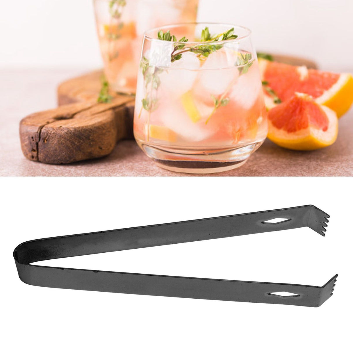 Cocktail Tong Thickened Rhombus Stainless Steel Food Ice Sugar Cube Tong for Bar Black Plating