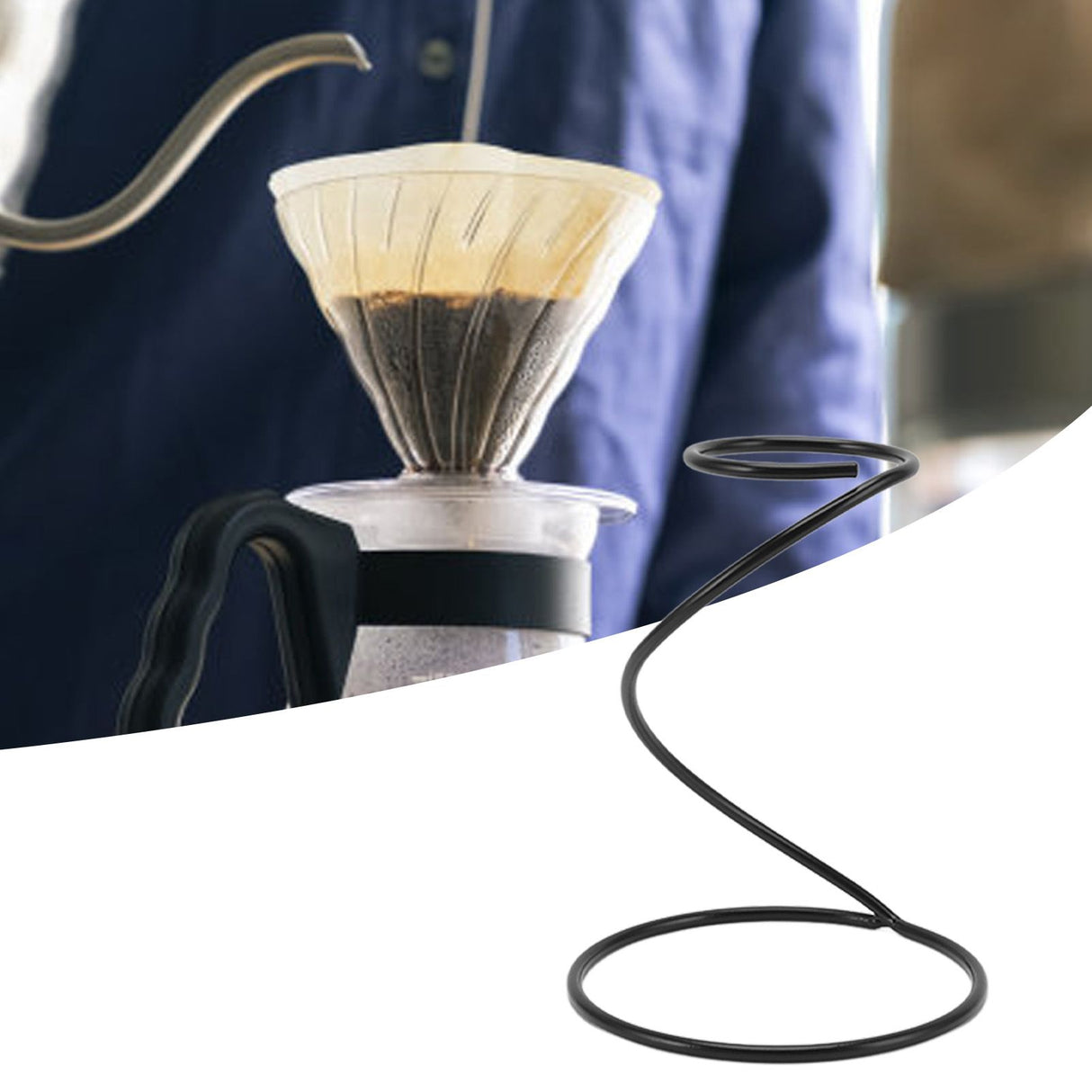 Black Spiral Coffee Dripper Stand Metal Filter Frame Holder Rack Hand Drip Pour Over Coffee Brewer Holder