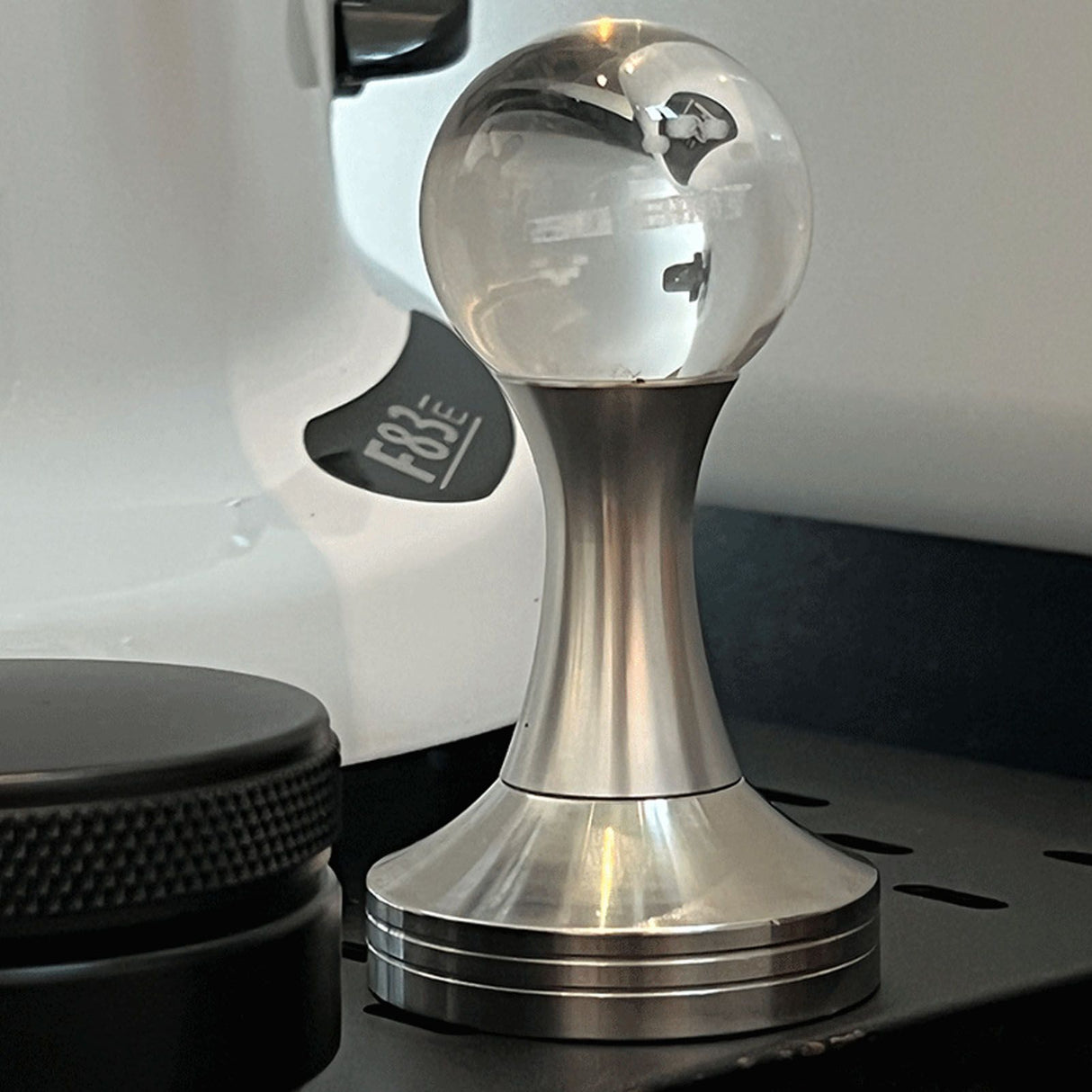 Coffee Tamper Food Grade Stainless Steel Crystal Ball Coffee Powder Hammer for Kitchen Shop Silver Pillar 51mm/2in