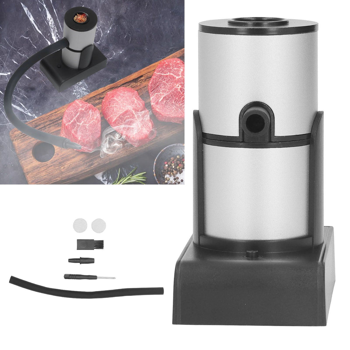 Food Smoker Portable Handheld Food Smoke Infuser for Fish Seafood Molecular Gastronomy Cocktails Nuts Snacks