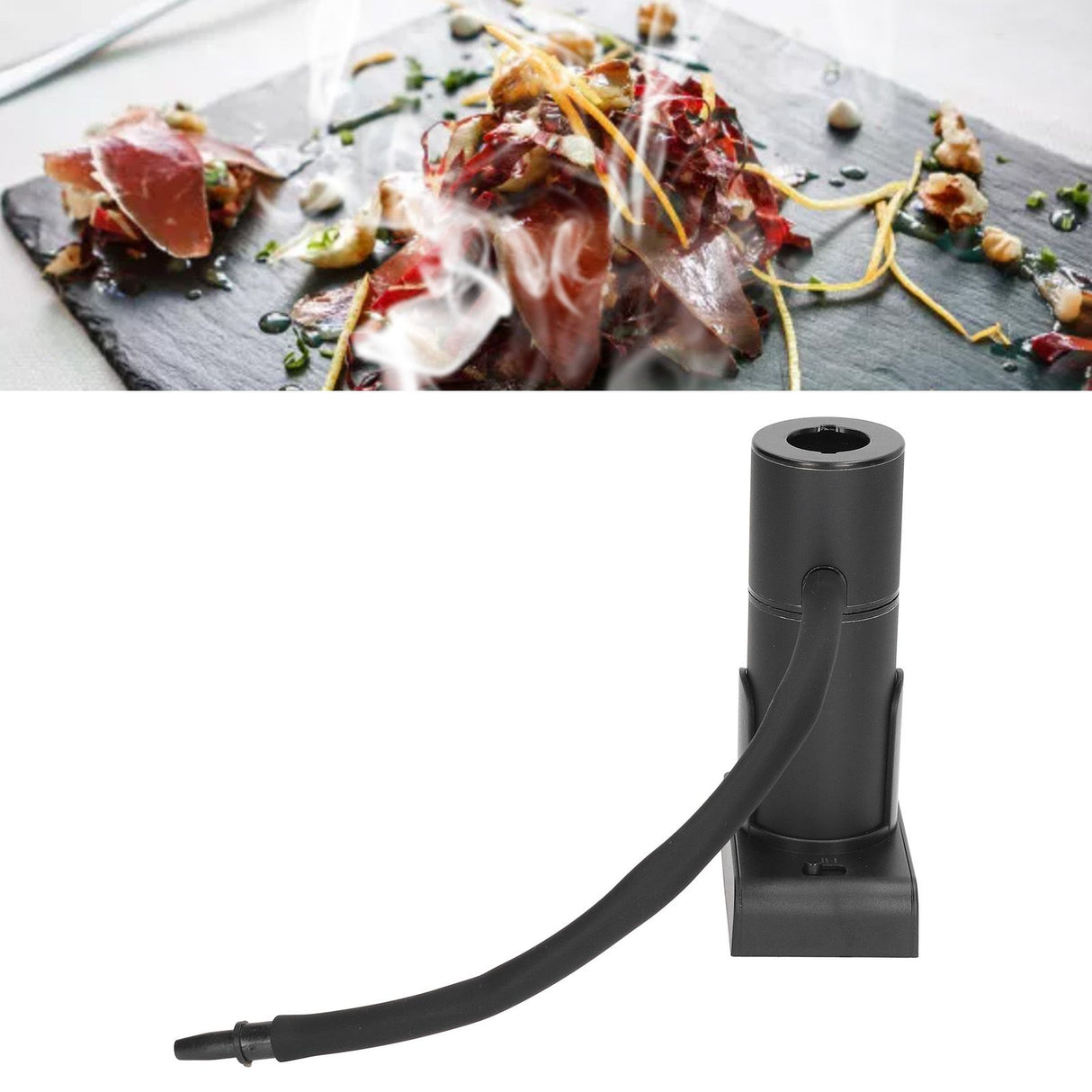 Drink Cocktail Smoker Adjustable Gear Aluminum and Zinc Alloy Handheld Smoke Infuser Kit for Kitchen Black