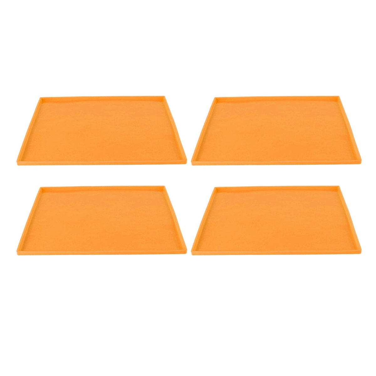 4Pcs Silicone Dehydrator Mats Food Grade High Temperature Resistance Prevent Sticking Fruit Dehydrator Trays with Edge Orange