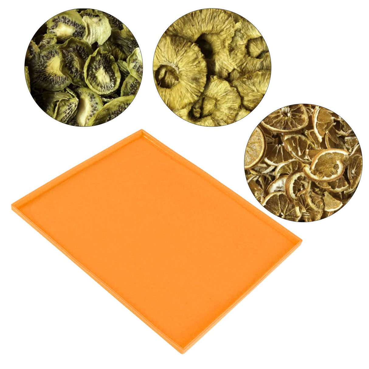 4Pcs Silicone Dehydrator Mats Food Grade High Temperature Resistance Prevent Sticking Fruit Dehydrator Trays with Edge Orange