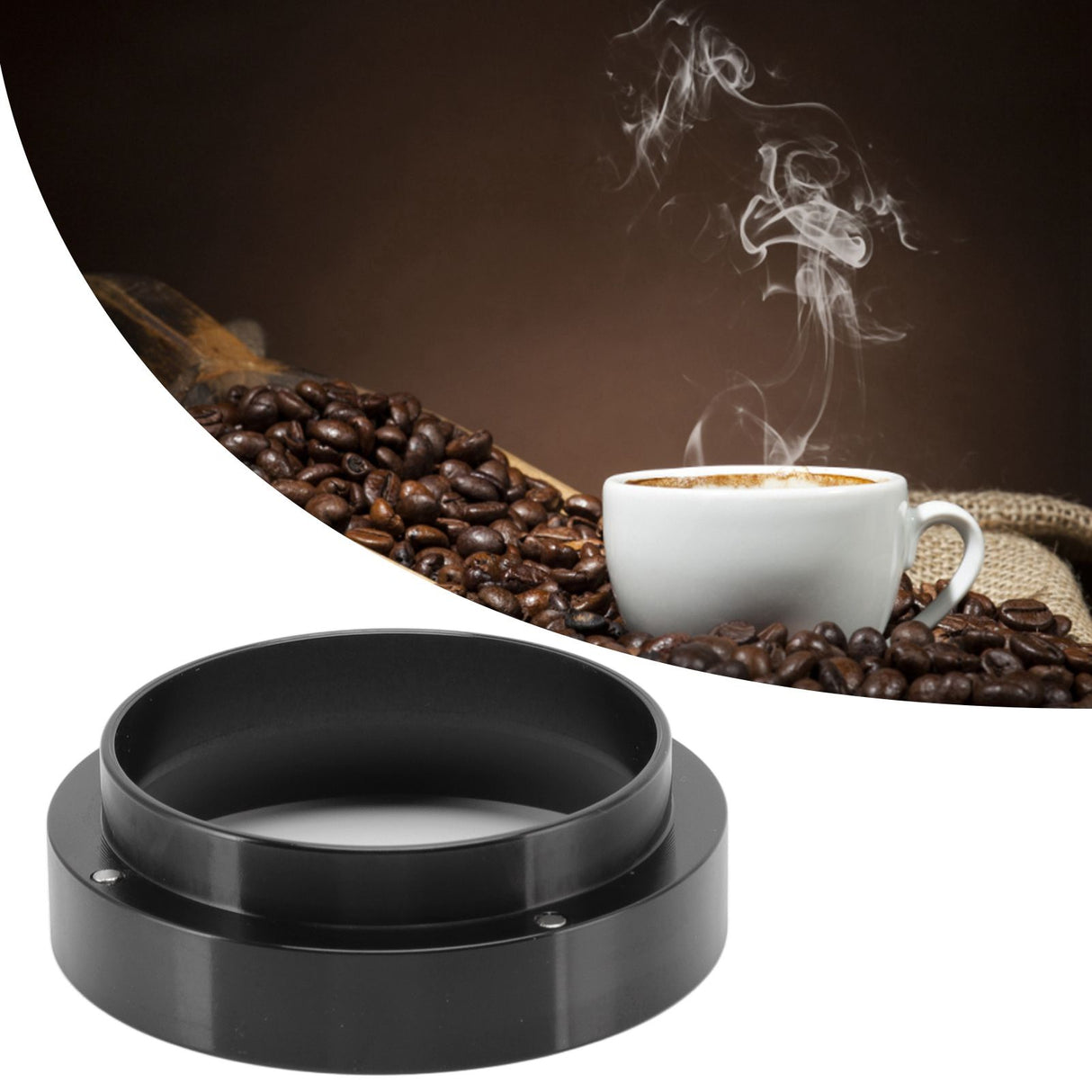 58mm Coffee Dosing Funnel Italian Magnetic Aluminium Alloy Coffee Powder Dosing Ring for Cafe Business Home Black