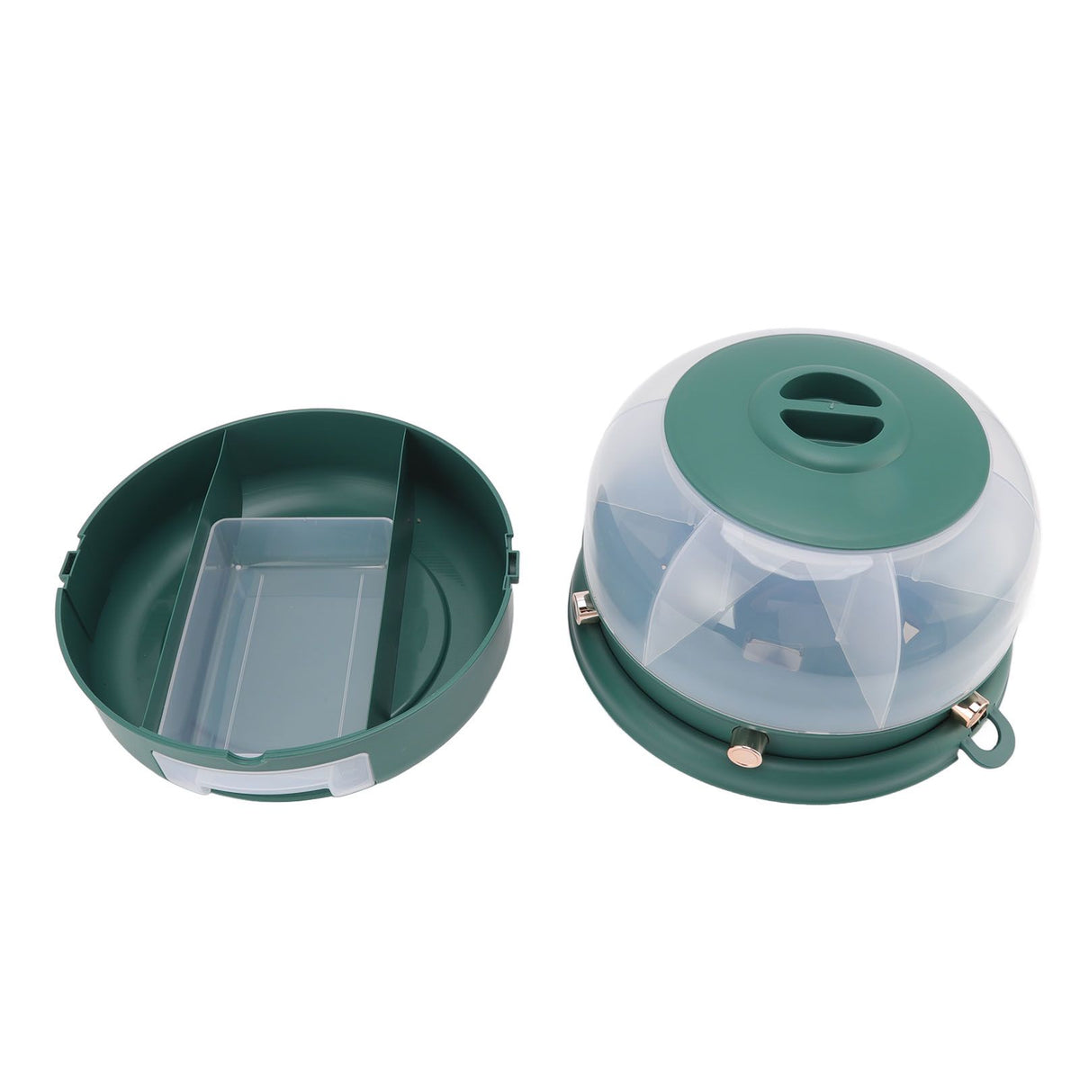 Stackable Grain Storage Container Single Layer 6 Grids Rotating Rice Dispenser for Kitchen Organization Dark Green