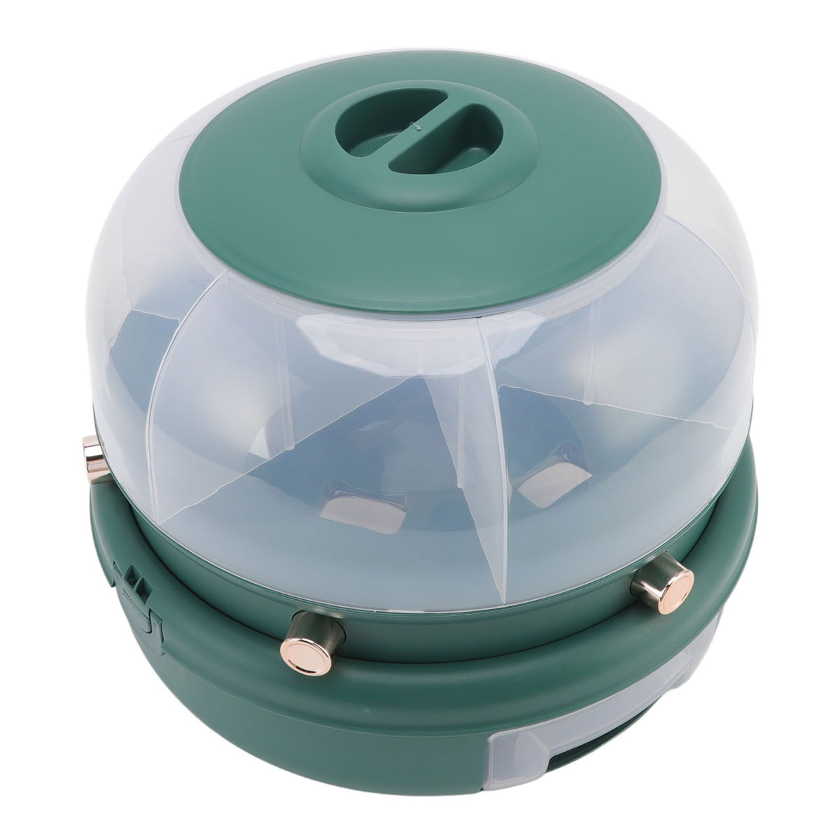 Stackable Grain Storage Container Single Layer 6 Grids Rotating Rice Dispenser for Kitchen Organization Dark Green