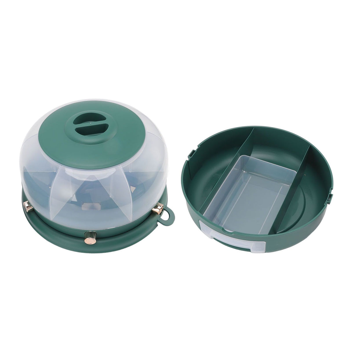 Stackable Grain Storage Container Single Layer 6 Grids Rotating Rice Dispenser for Kitchen Organization Dark Green