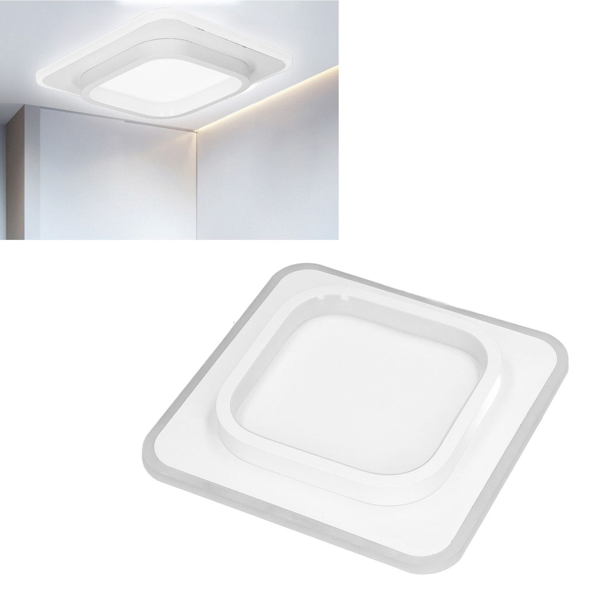 LED Ceiling Light Square 20W Ceiling Light Wall Lamp Aisle Lamp 85‑265V for Bedroom Living Room Corridor White White Light