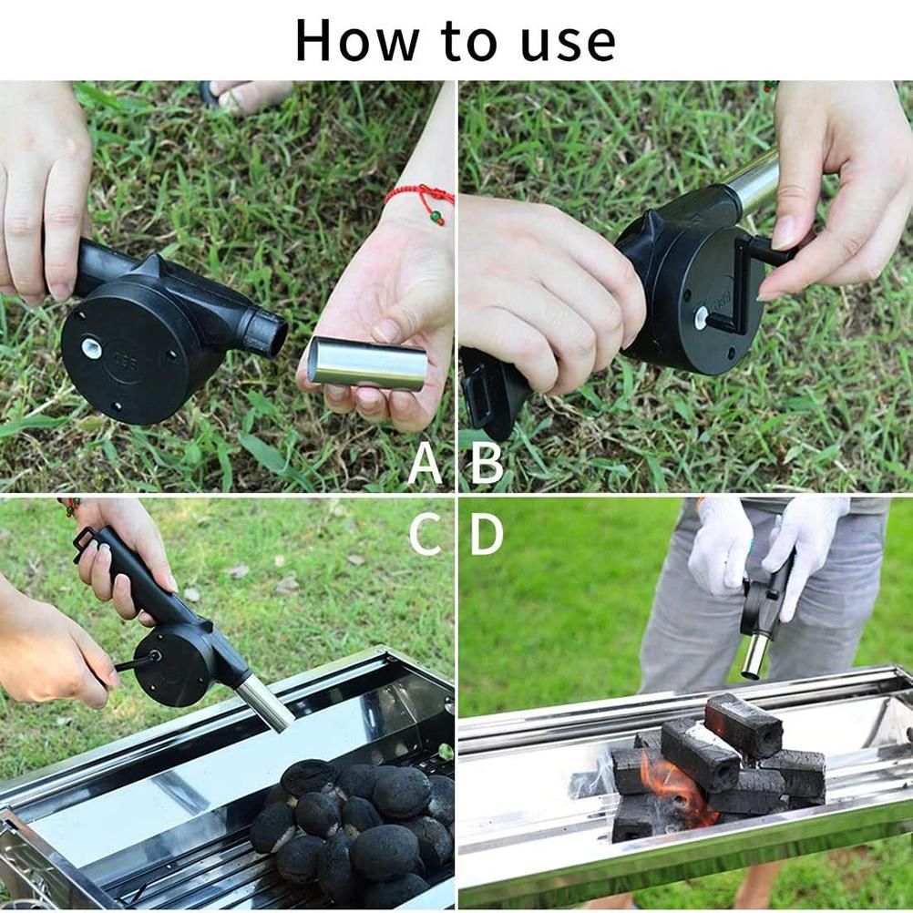 Portable Mini Air Blower 25cm Manual Hand Crank Bellows for Barbecue Fire Air Blower for Outdoor Kitchen Picnic Camping