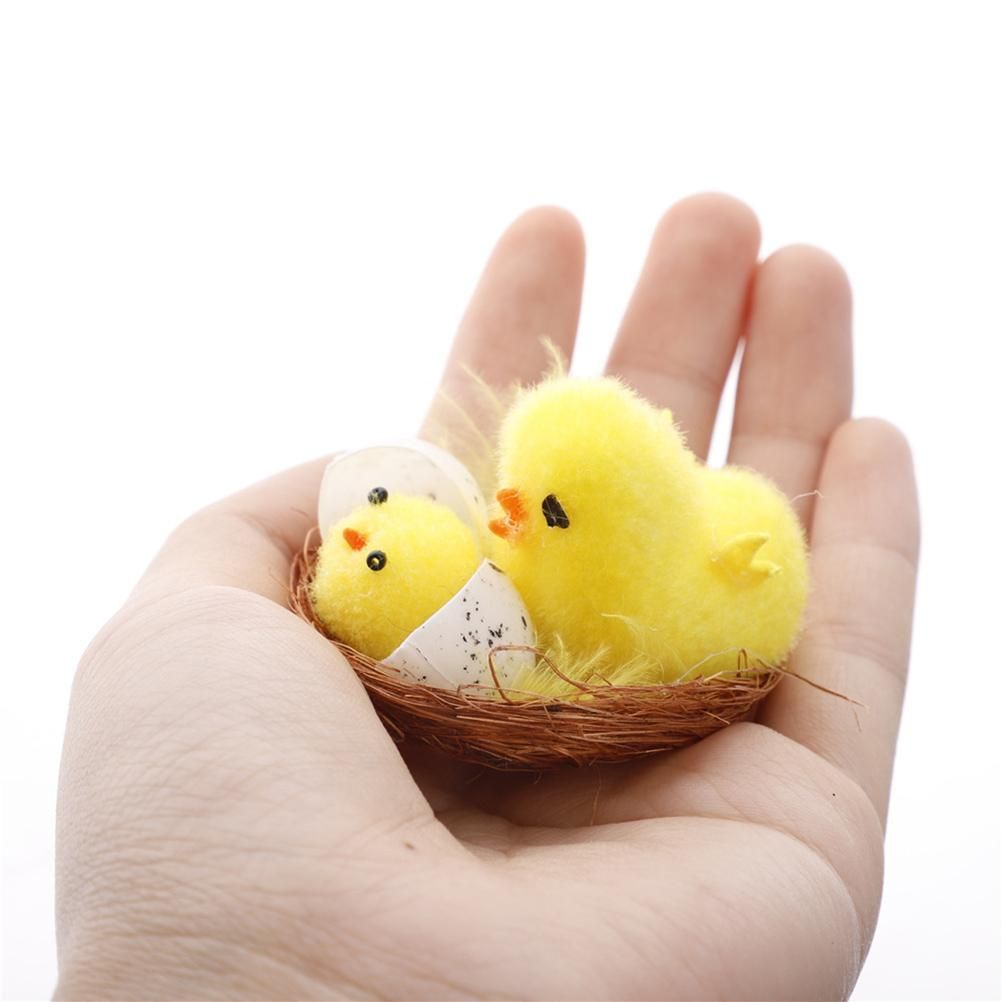 12PCS Mini Easter Chicks Yellow Easter Decoration Toy Simulation Mini Chicks Spring Home Garden Decor Party Favors and Gifts for Kids