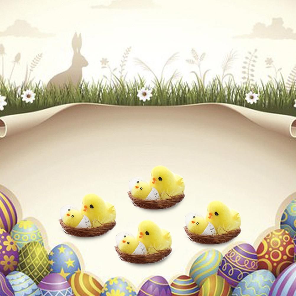 12PCS Mini Easter Chicks Yellow Easter Decoration Toy Simulation Mini Chicks Spring Home Garden Decor Party Favors and Gifts for Kids