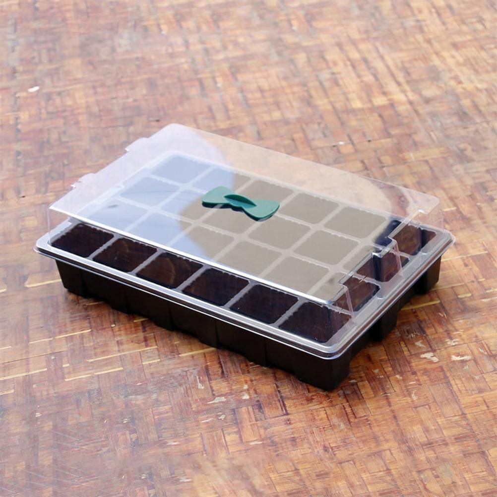 Greenhouse Seedling Tray 24 Cells Seedling Box with Lid Plant Growing Trays for Starter Germination Growth Seed