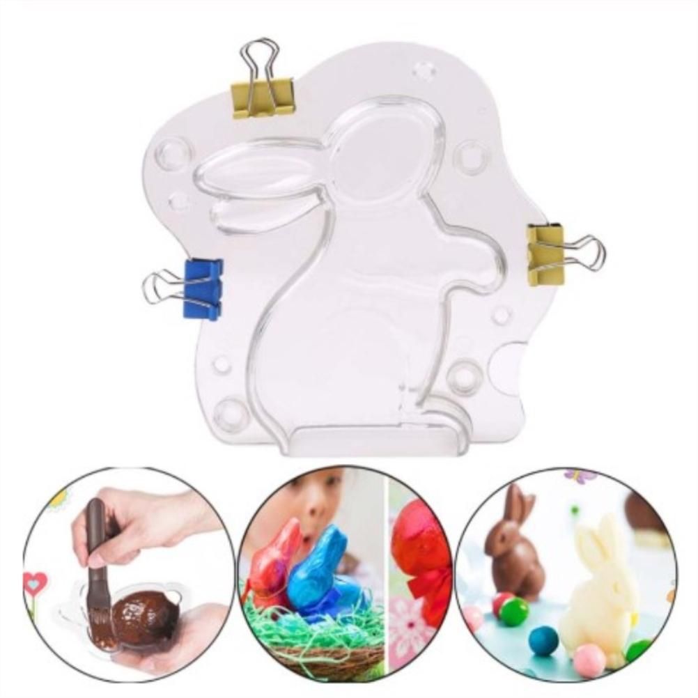 3D Easter Bunny Mold Chocolate Candy Cake Jelly Baking Tools Non Stick DIY Mold for Easter Decoration