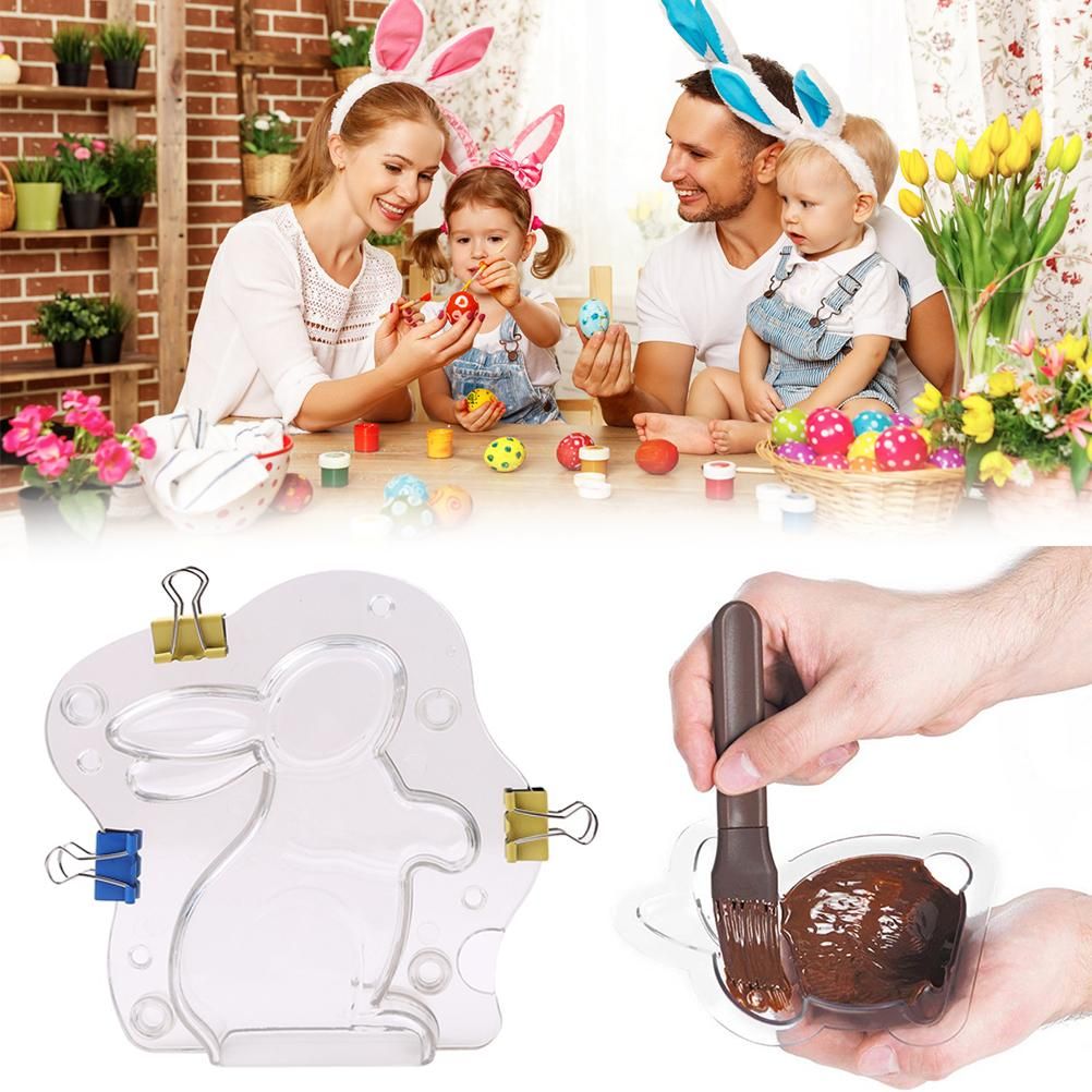 3D Easter Bunny Mold Chocolate Candy Cake Jelly Baking Tools Non Stick DIY Mold for Easter Decoration