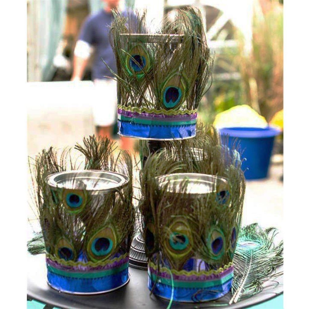 10PCS Natural Peacock Feather for House DIY Craft Holiday Wedding Decorations