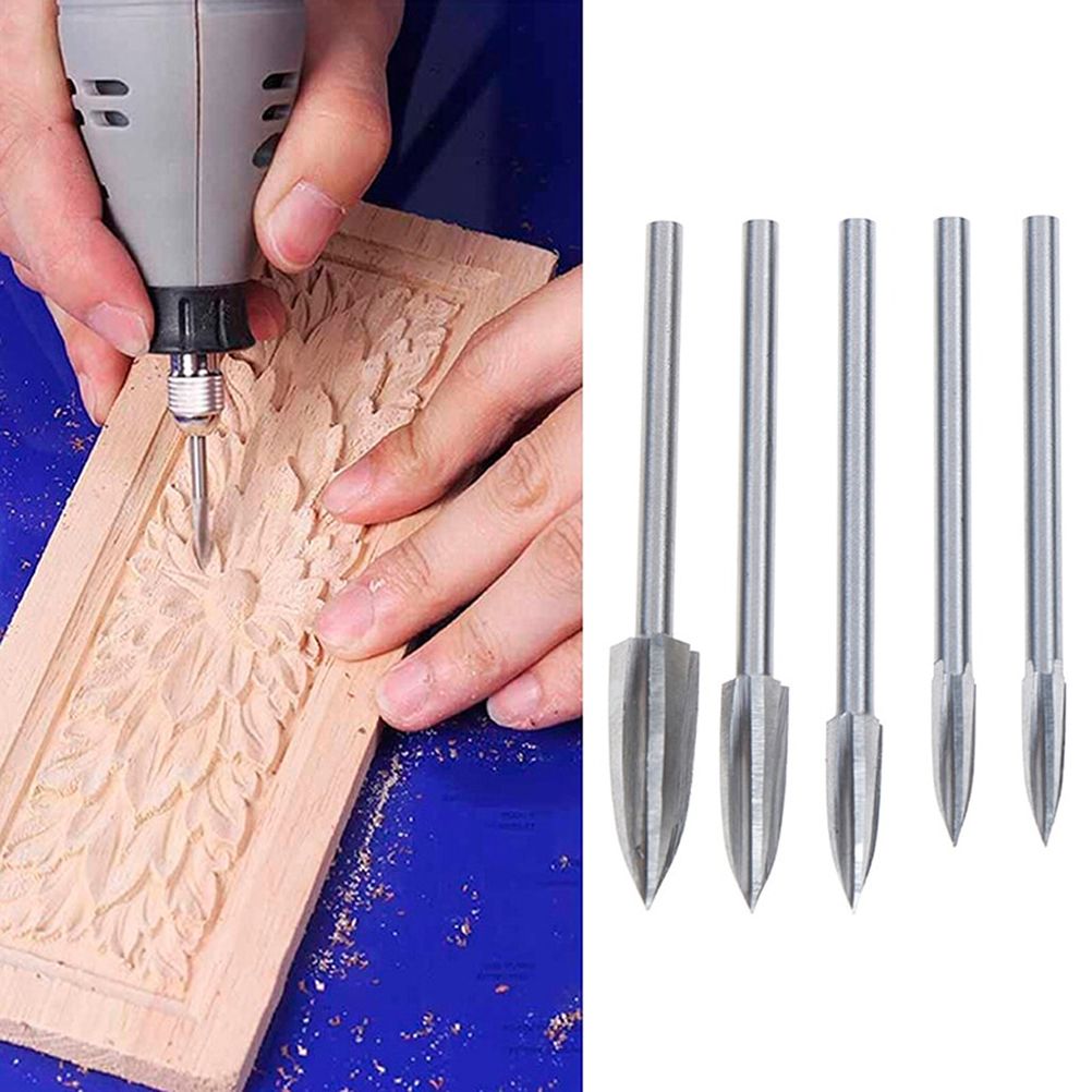 5Pcs/Set Wood Carving And Engraving Drill Bit Milling Cutter Root Carving Tools for DIY Woodworking Carving
