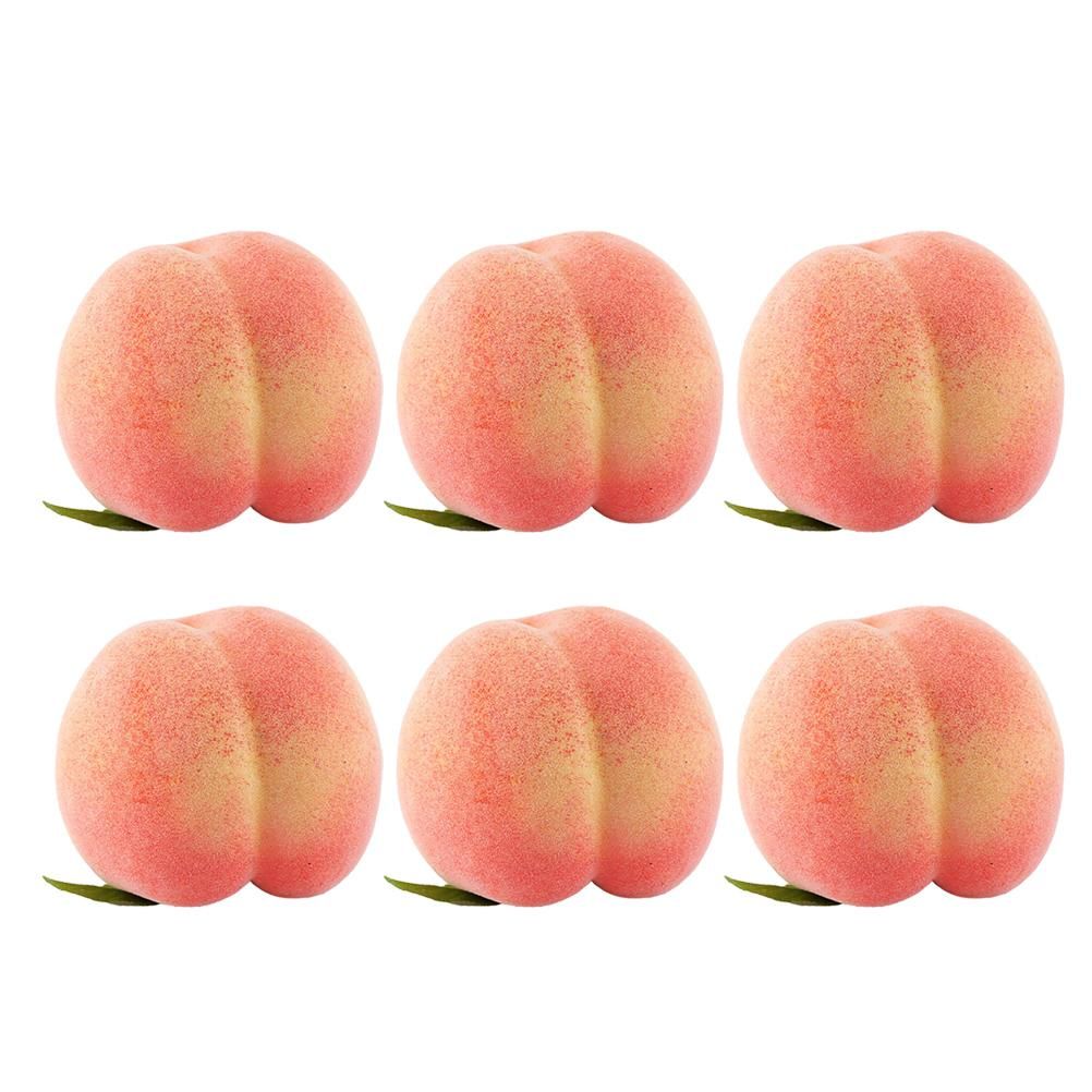 6PCS Artificial Peaches Simulation Peaches Fruits Vivid Props for Home Fruit Shop Supermarket Desk Decoration