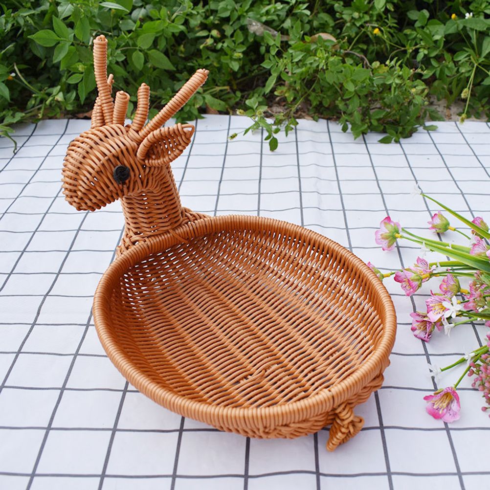 Simulation Rattan Woven Basket Storage Basket Fruit Basket Animal Shape Storage Basket Display Basket