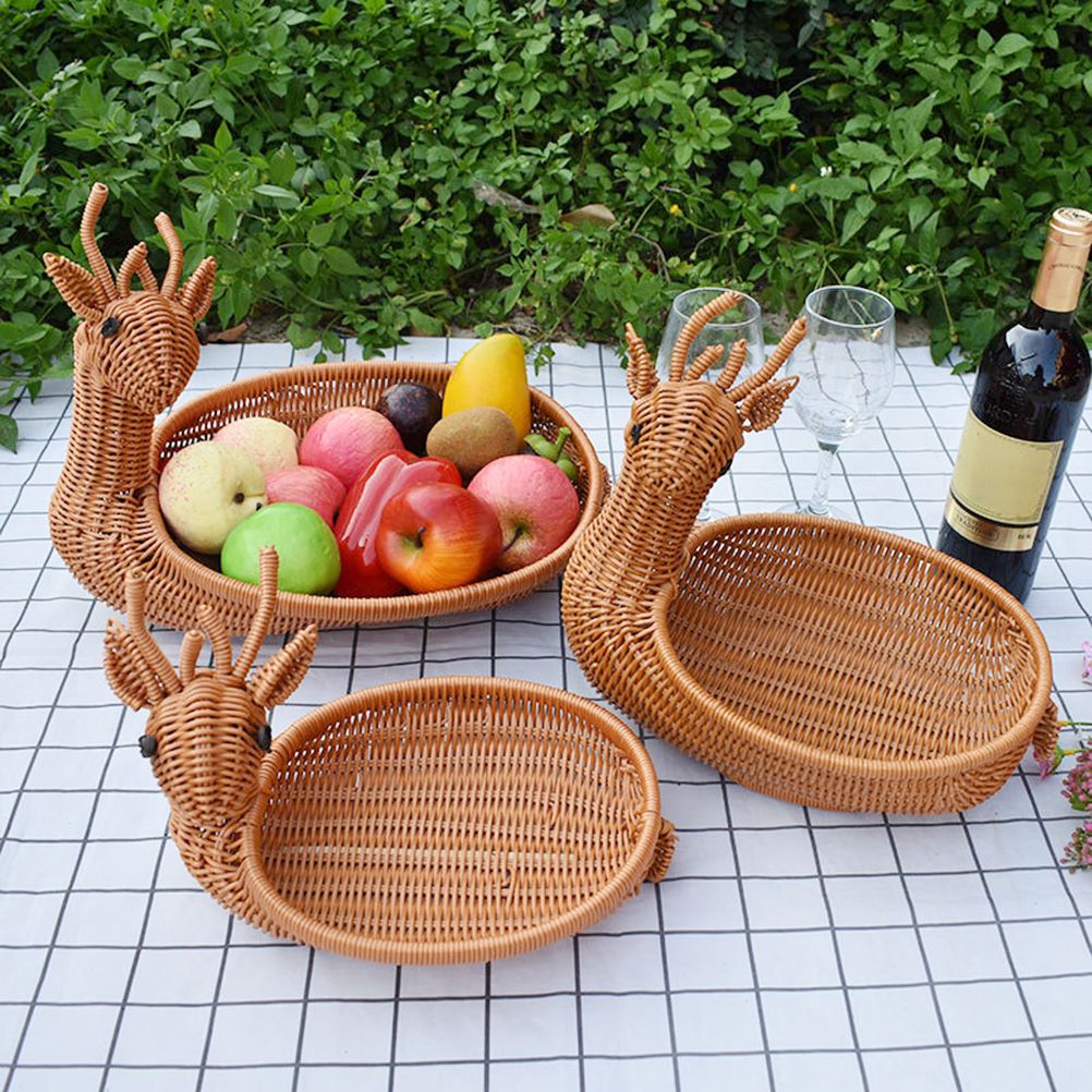 Simulation Rattan Woven Basket Storage Basket Fruit Basket Animal Shape Storage Basket Display Basket