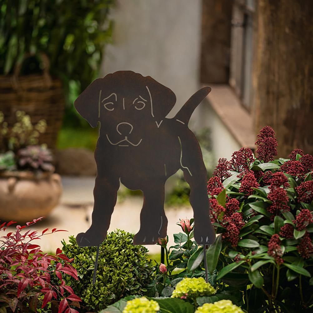 Metal Garden Dog Statue Decorative Stakes Animal Silhouette for Garden Home Decor Outdoor Gifts