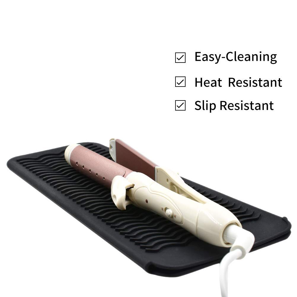 Silicone Heat Resistant Travel Mat Pouch for Curling Iron Hair Straightener Flat Iron and Hair Styling Tool