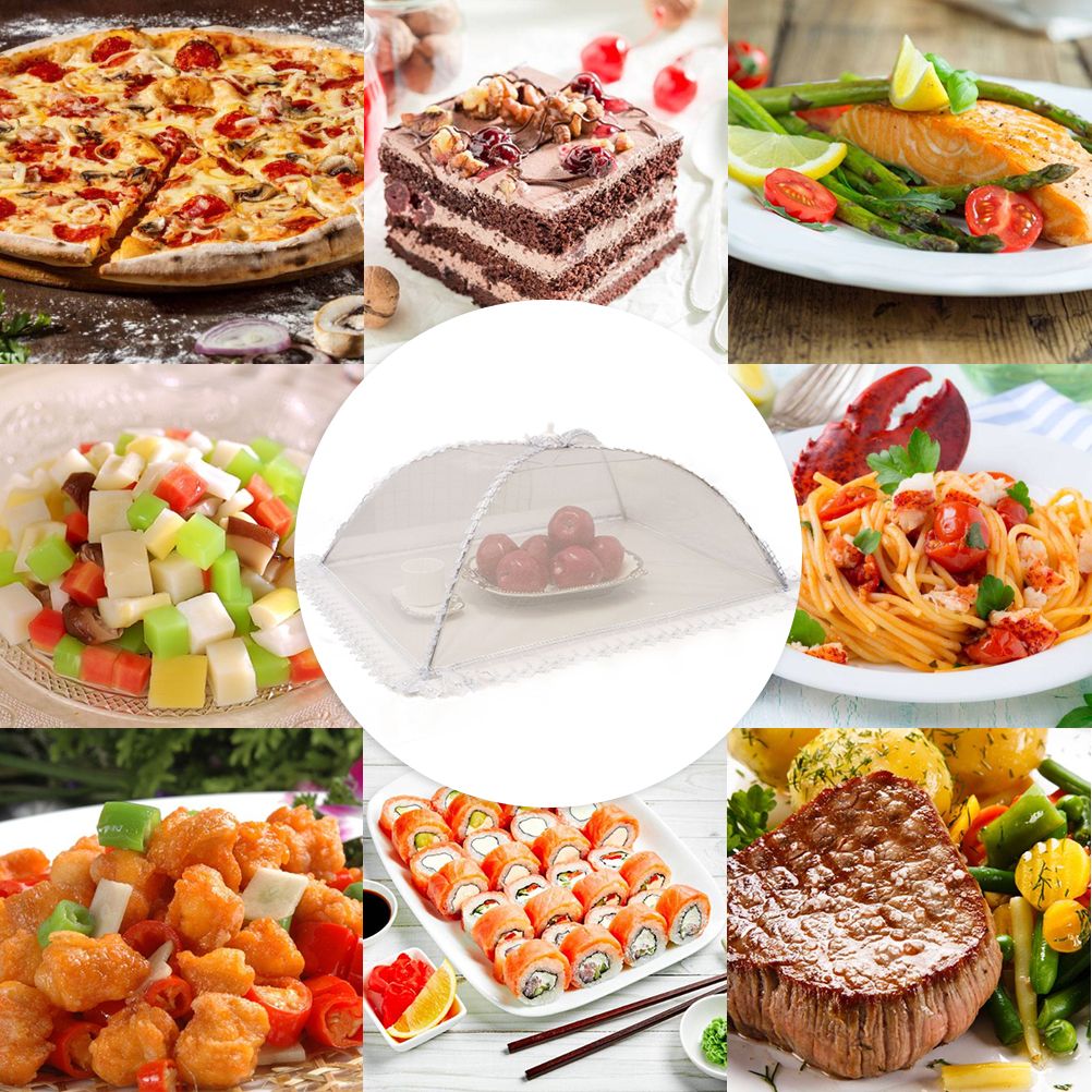 Mesh Screen Food Cover Tents Steel Wire Up Tents Kitchen Folded Food Dish Cover