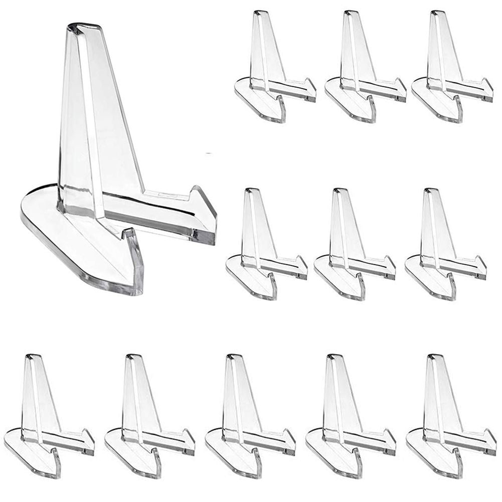 12PCS Mini Acrylic Display Stands Transparent Coin Display Easel for Home Shop Exhibitions