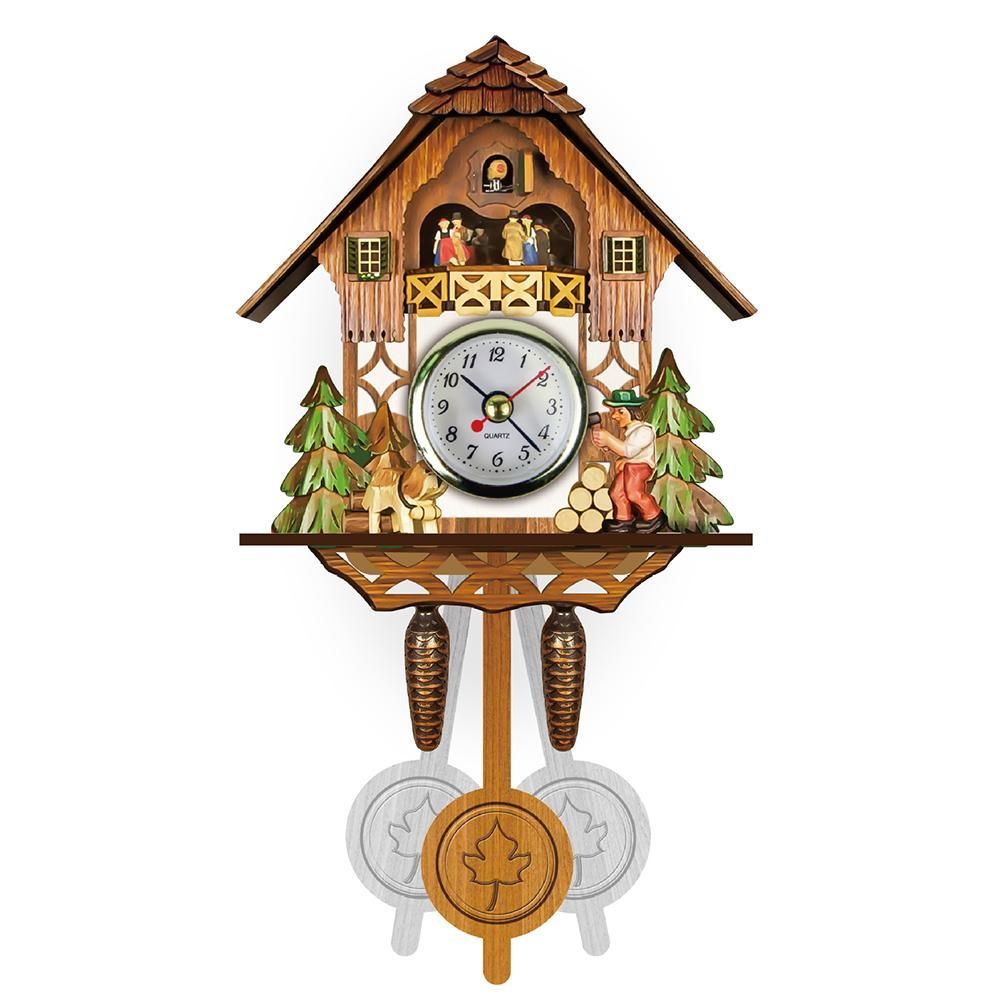 Cuckoo Clock Antique Wooden Cuckoo Birdhouse Wall Clock Home Decor Hanging Cuckoo Clock Auto Swing Bell Pendulum Home Decor
