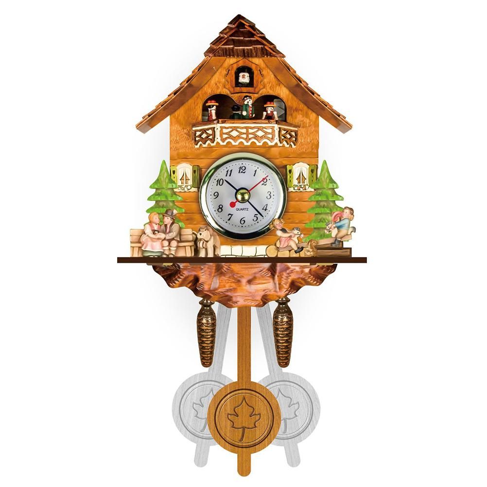 Cuckoo Clock Antique Wooden Cuckoo Birdhouse Wall Clock Home Decor Hanging Cuckoo Clock Auto Swing Bell Pendulum Home Decor