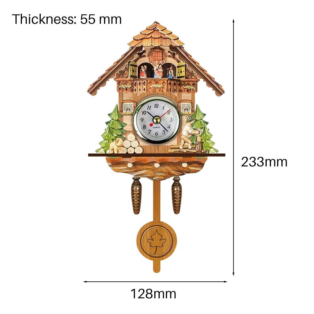 Cuckoo Clock Antique Wooden Cuckoo Birdhouse Wall Clock Home Decor Hanging Cuckoo Clock Auto Swing Bell Pendulum Home Decor