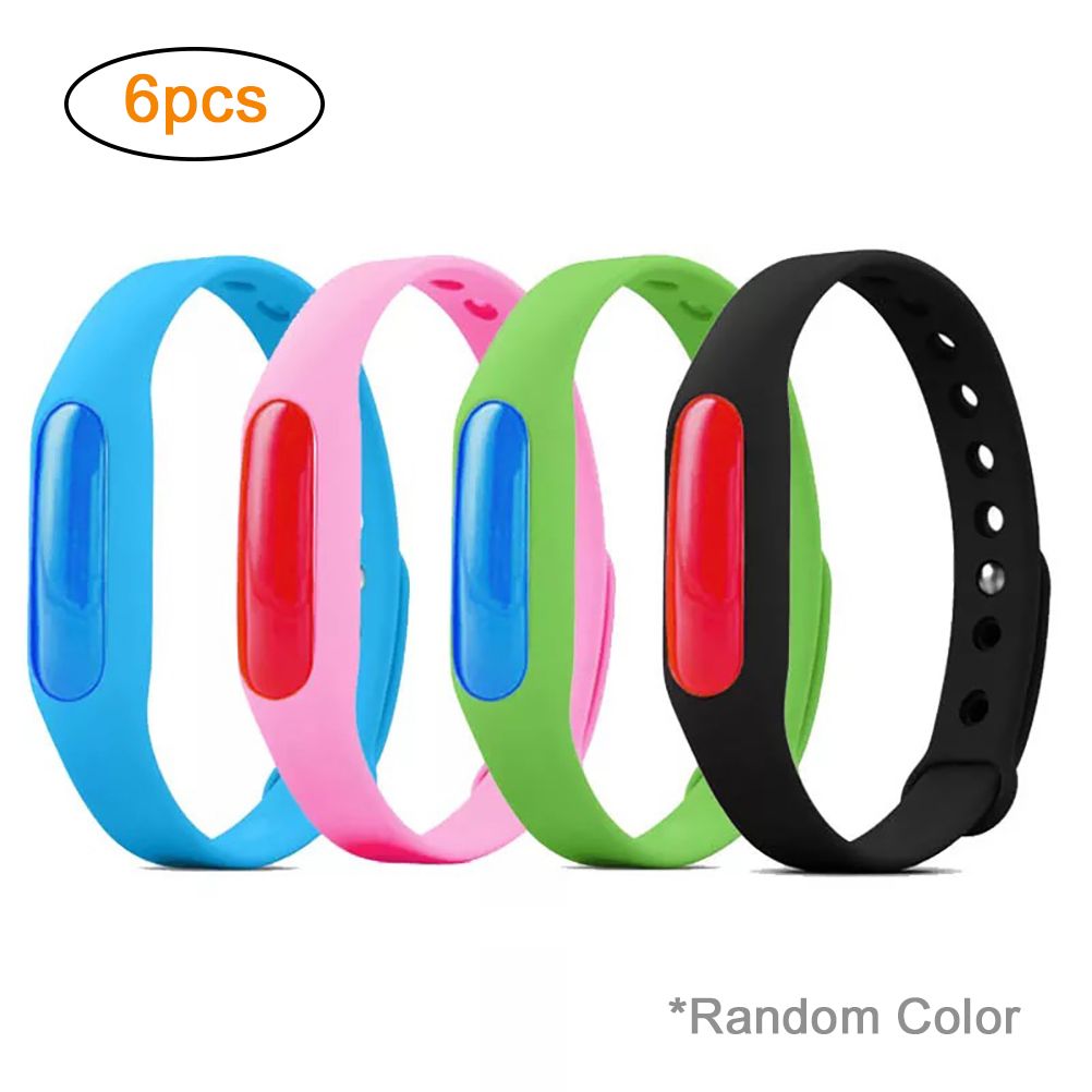 6Pcs Random Silicone Mosquito Repellent Bracelets Waterproof Anti Mosquito Band Bug and Insect Protection Wrist Bands for Adults and Kids