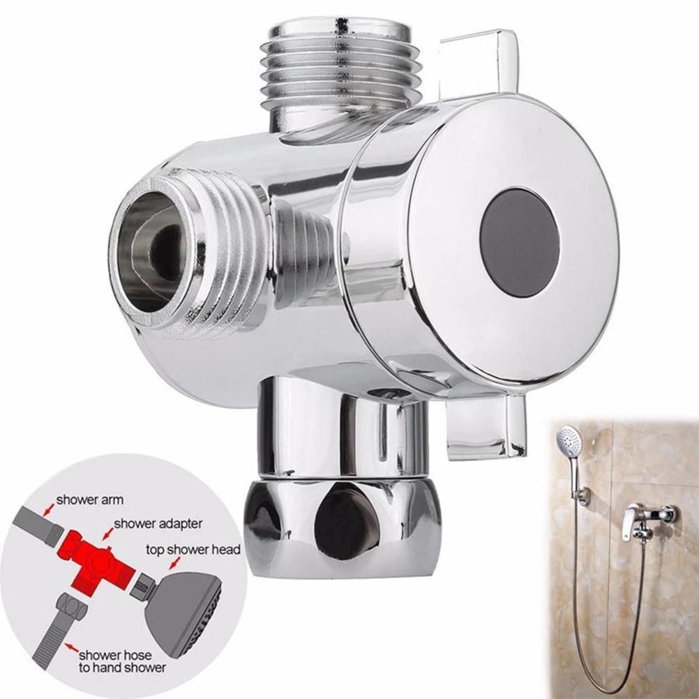 3 Way Shower Head Diverter Faucet Diverter Valve Bathroom Universal System Component Replacement Part Chrome Valves for Bathroom