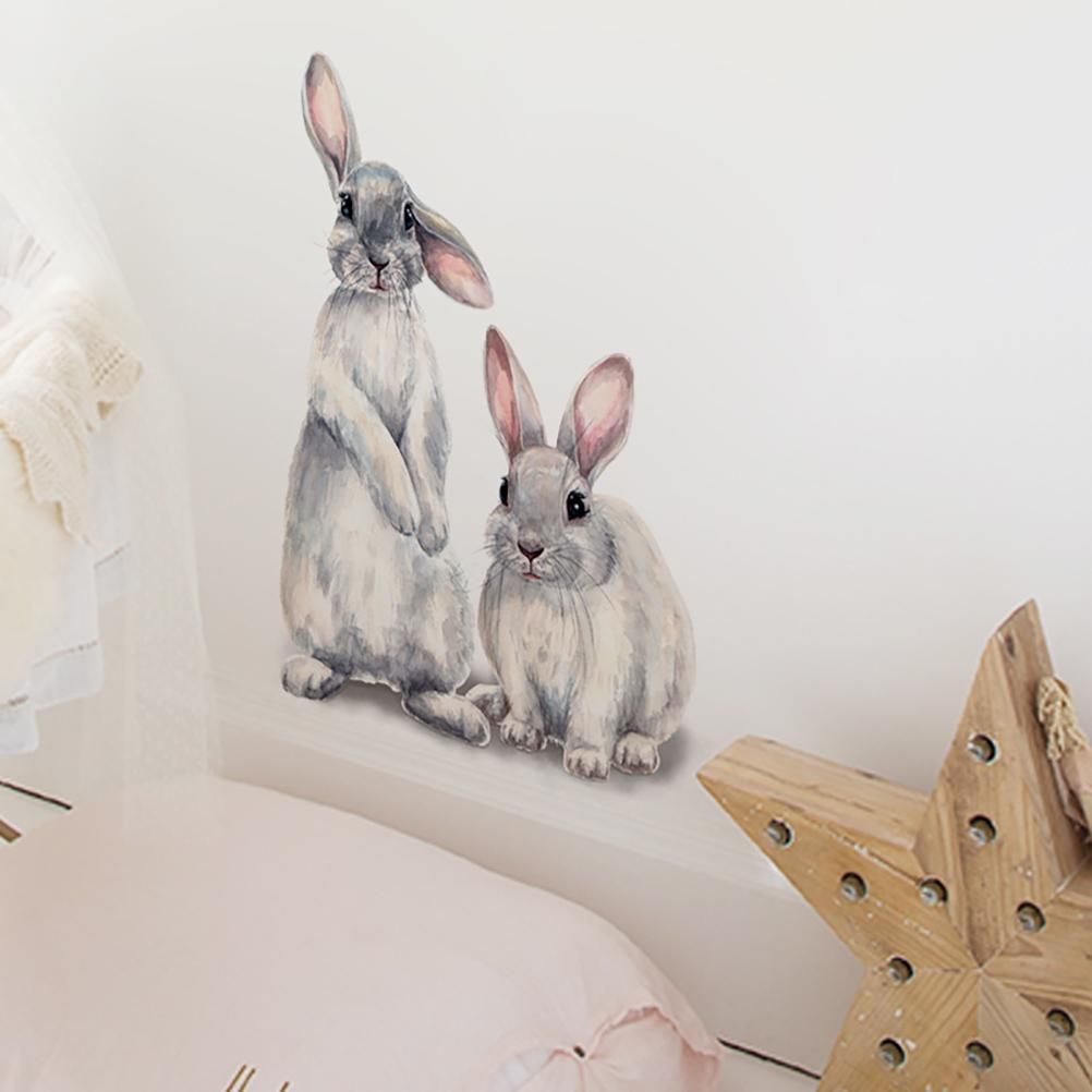 Easter Sticker Bunny Cartoon Wall Sticker Removable Wall Decor for Home Kindergarten