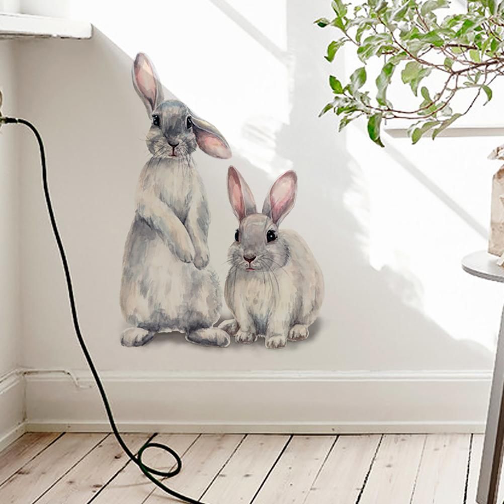 Easter Sticker Bunny Cartoon Wall Sticker Removable Wall Decor for Home Kindergarten