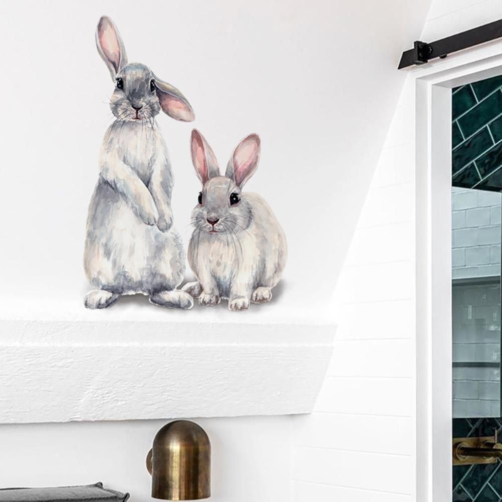 Easter Sticker Bunny Cartoon Wall Sticker Removable Wall Decor for Home Kindergarten