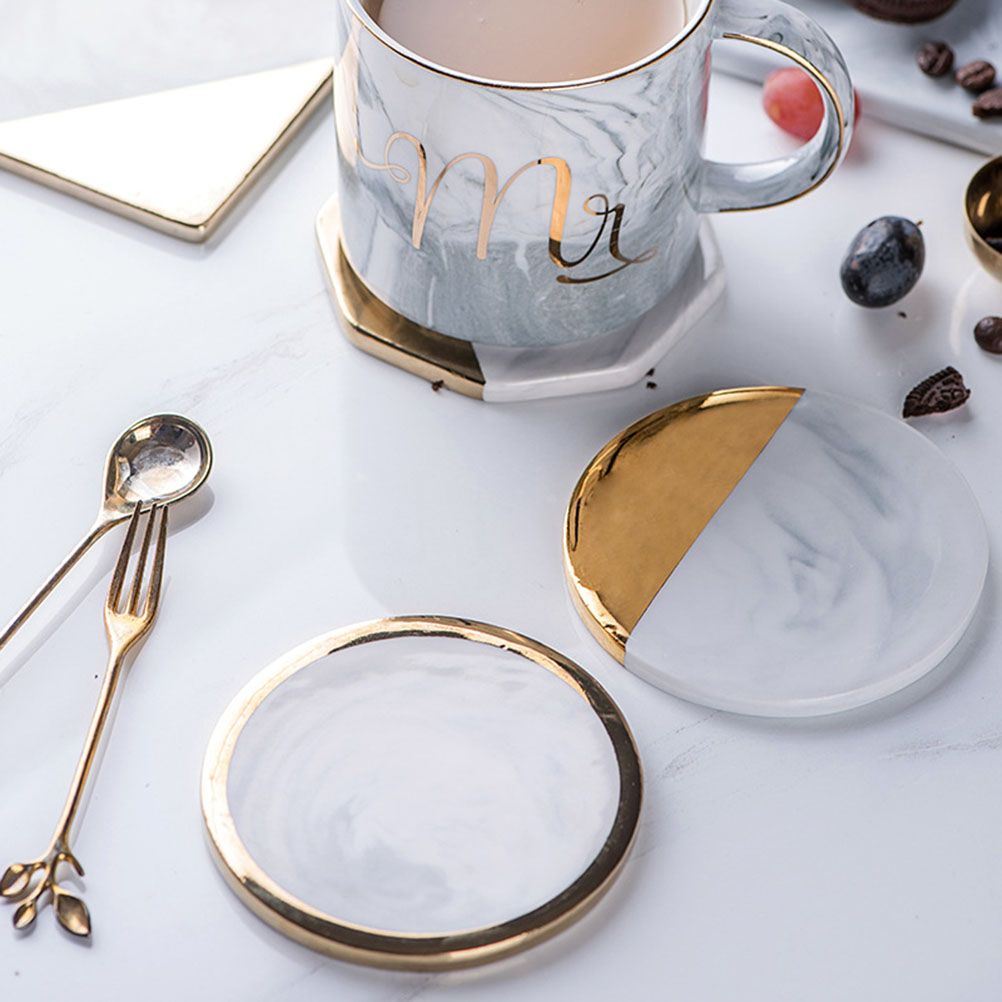 Gold Marble Coasters Ceramic Coaster Tea Cup Pad Table Mat Coaster Coffee Tea Cup Place Mats